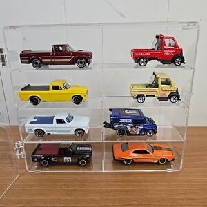 Clear Acrylic Display Case 1:64 Scale Diecast Cars INCLUDING Mix R of CARS x 8